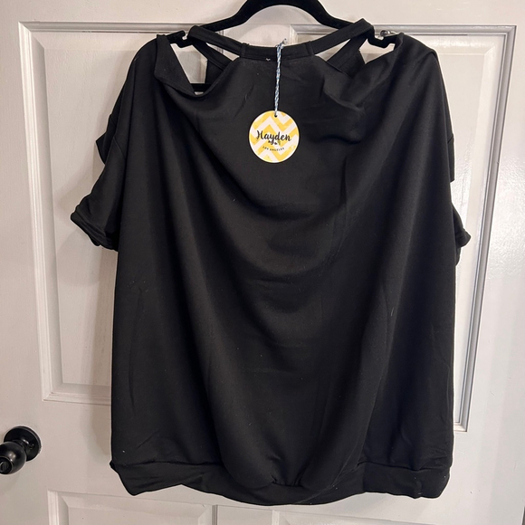 Women's Hayden Los Angeles distressed Black T-Shirt Size M - Picture 1 of 6